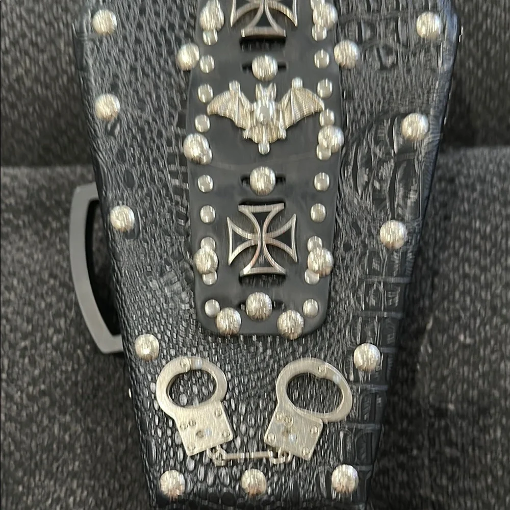 Gothic Black Coffin Bag HANDMADE AND ONE OF A KIND COFFIN PURSES - Picture 8 of 8